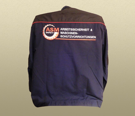 Berufsbekleidung, Jacke mit gesticktem Logo auf der Rückseite